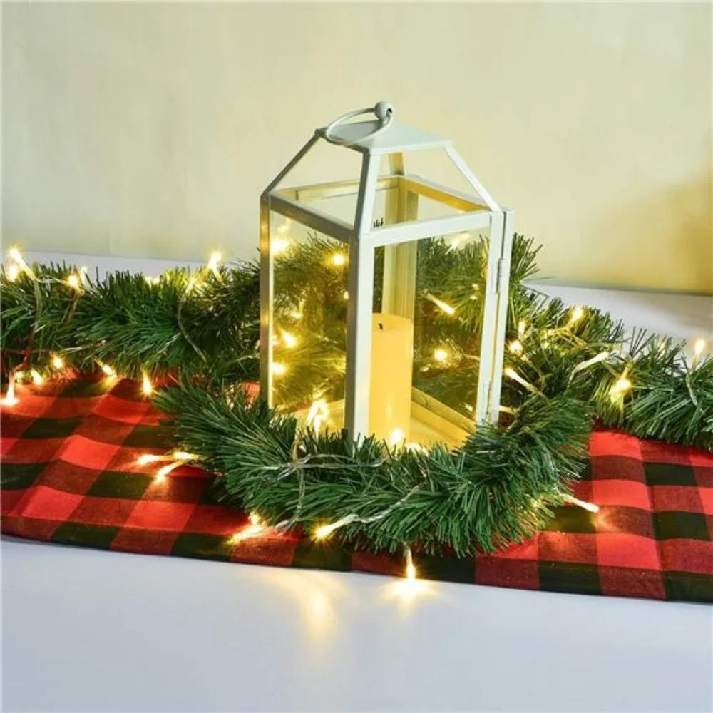 16.5 Ft Christmas Garland Decorations with 50 LED Light, Green